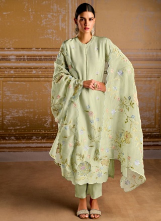 Brilliant Silk Resham Trendy Salwar Kameez