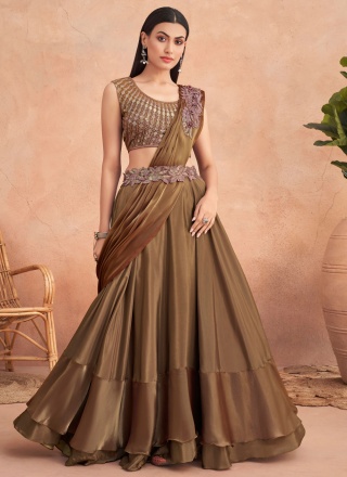 Grey Party Lehenga Saree -