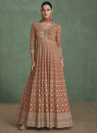 Brown Dimond Sangeet Floor Length Gown