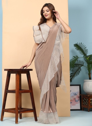 Brown Imported Stone Work Trendy Saree