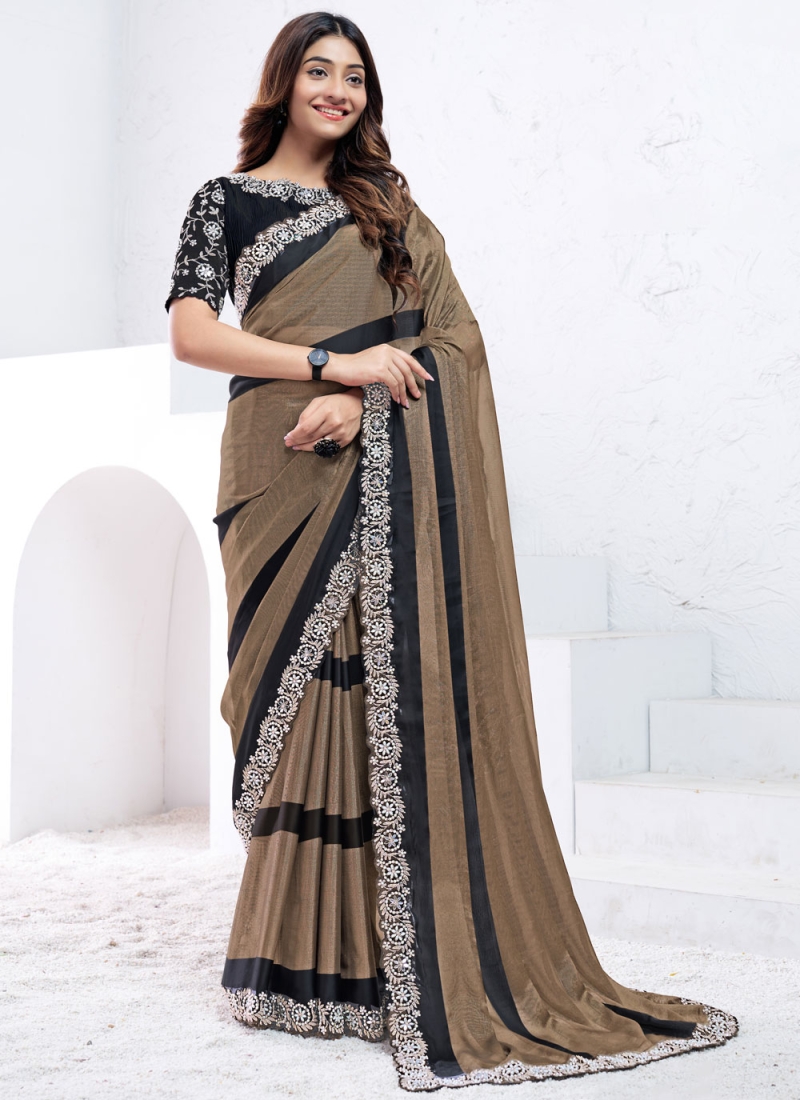 Brown Moti Georgette Classic Saree