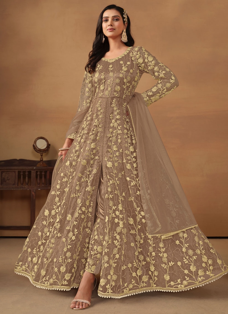 Brown Sequins Designer Salwar Kameez