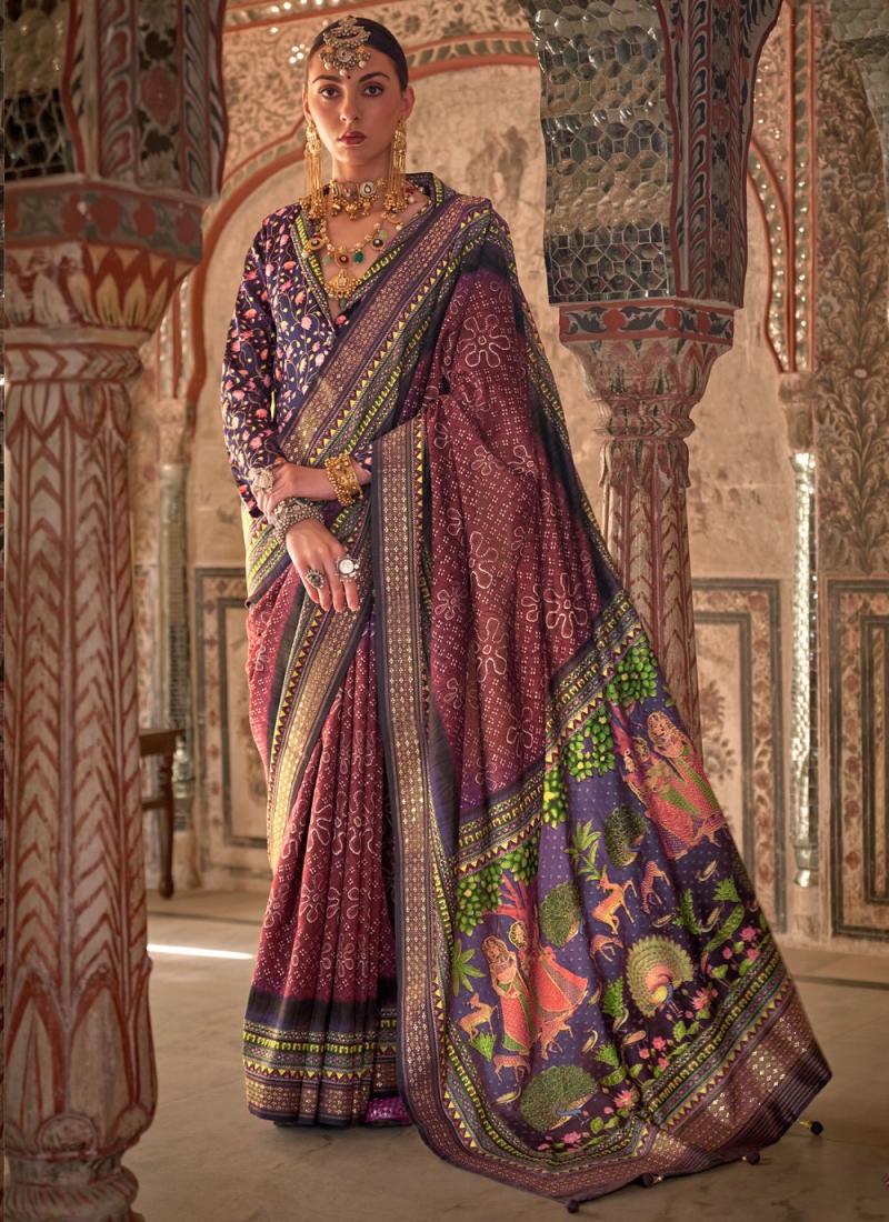 Burgundy Party Viscose Trendy Saree