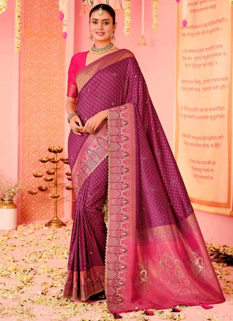 Capricious Purple Ceremonial Contemporary Saree