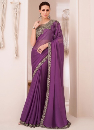 Captivating Purple Trendy Saree