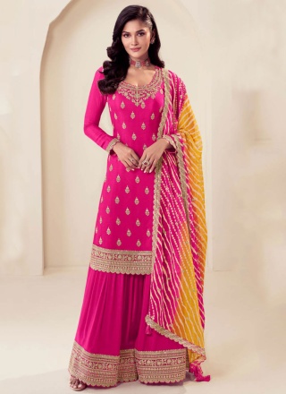 Catchy Embroidered Magenta Trendy Salwar Kameez 