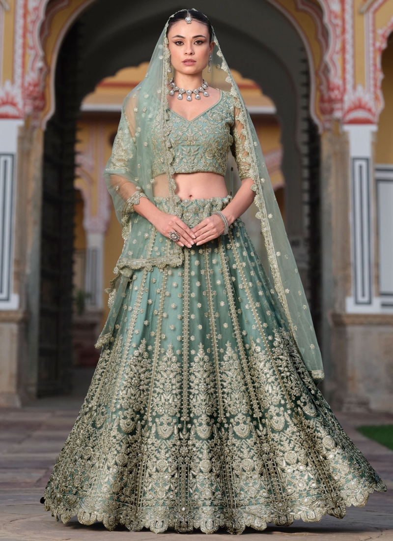 Celestial Blue and Grey Trendy Lehenga Choli