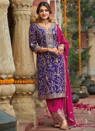 Charming Chinon Sequins Designer Salwar Kameez