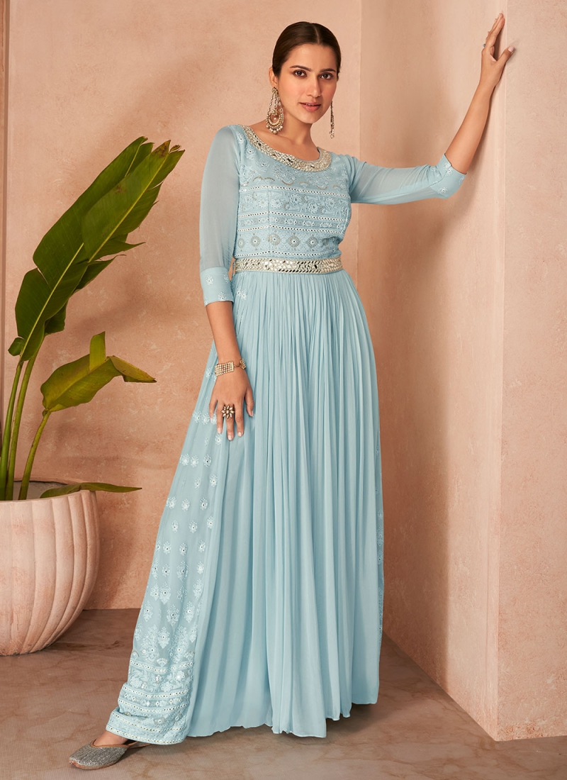 Aqua blue long outlet gown