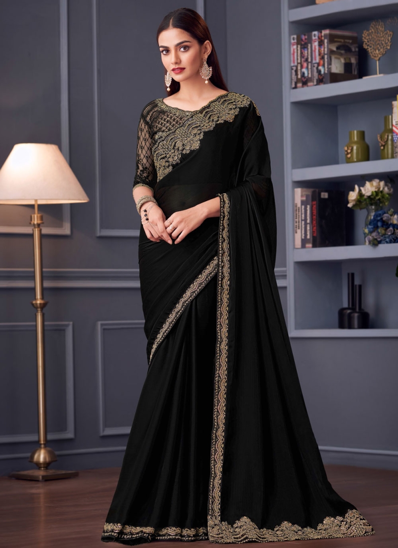 Chiffon Black Classic Saree