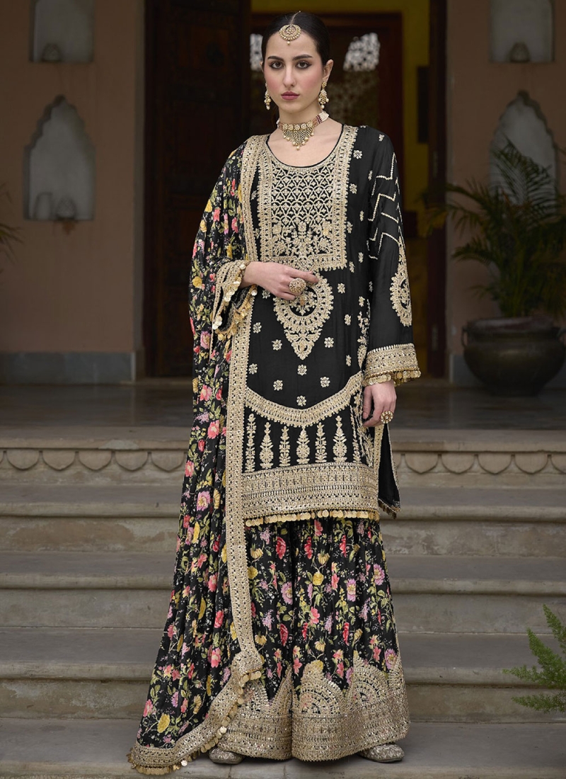 Chinon Designer Salwar Kameez in Black