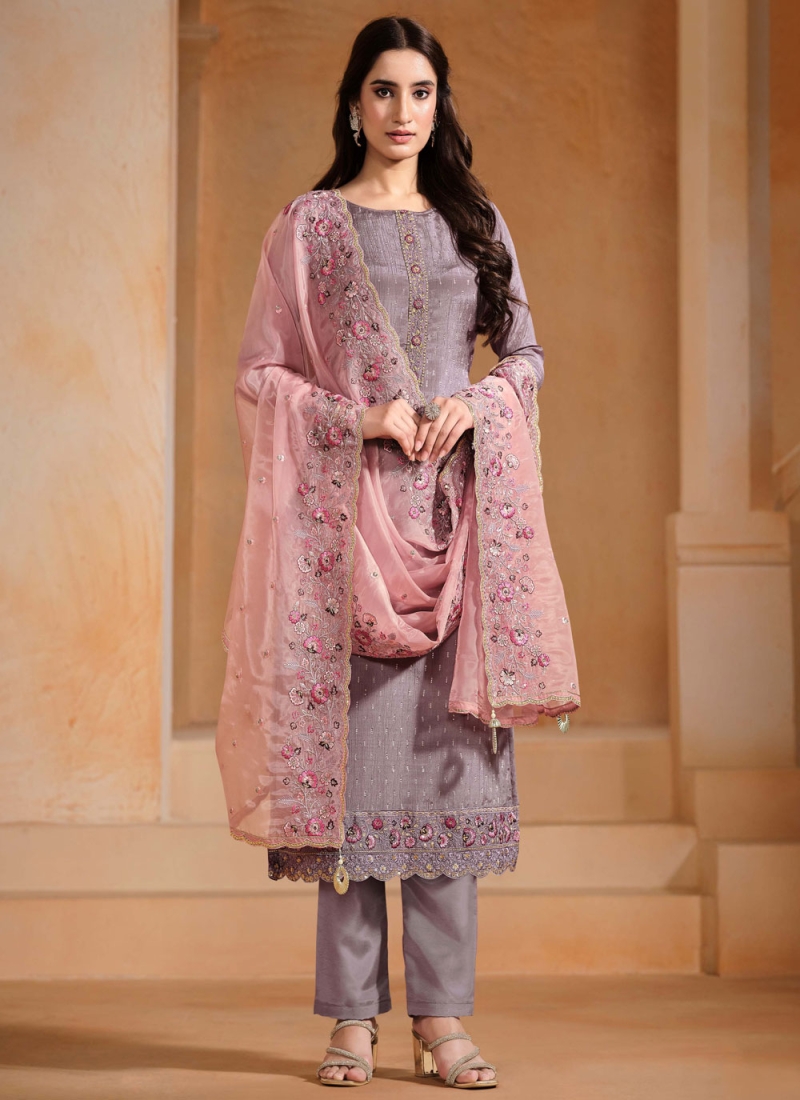 Chinon Lavender Trendy Salwar Kameez