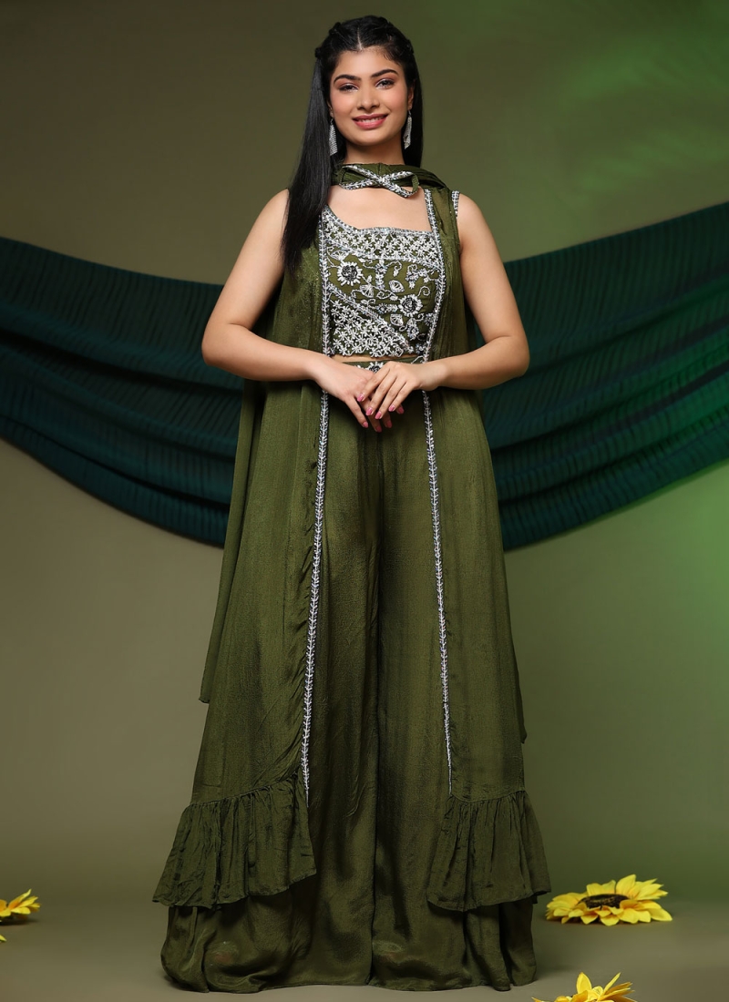 Chinon Readymade Salwar Kameez in Green