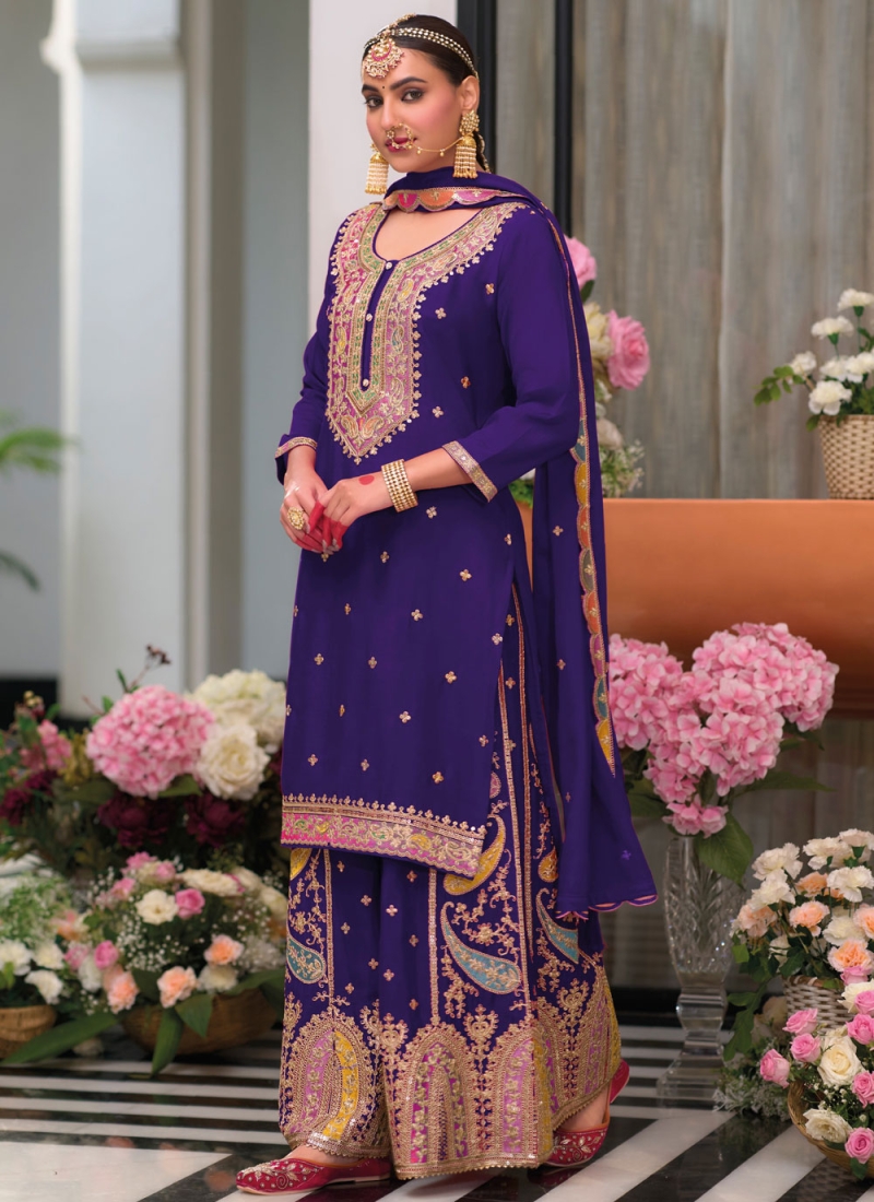 Chinon Readymade Salwar Kameez in Violet