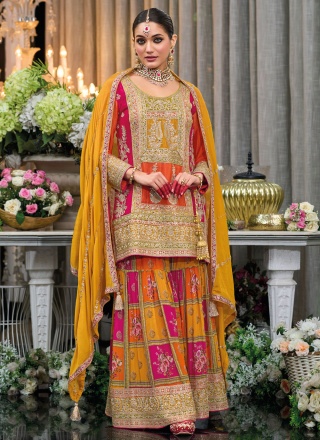 Chinon Sequins Readymade Salwar Kameez in Multi Colour