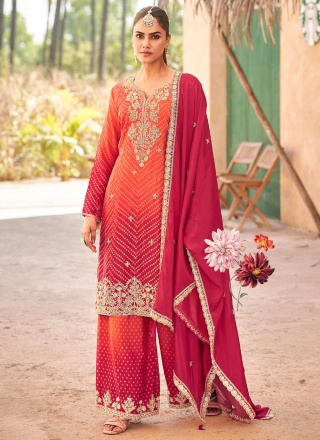 Chinon Stone Orange and Rani Salwar Kameez