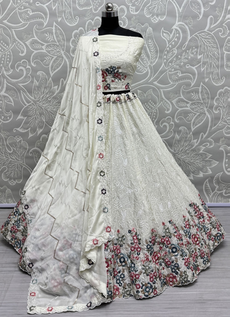 Chinon White Designer Lehenga Choli