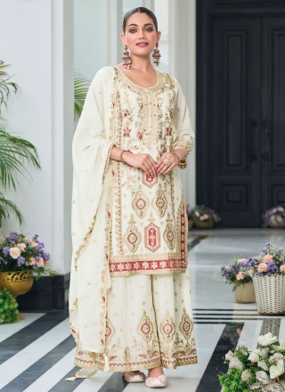 Chinon White Stone Trendy Salwar Kameez