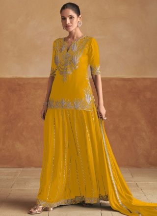 Chinon Yellow Designer Salwar Kameez