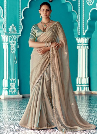 Classic Saree Sequins Crush in Beige