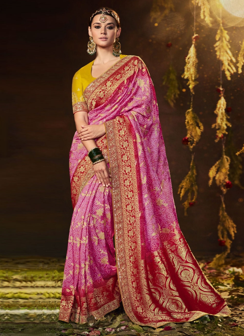 multicolor comfortable Bandhej silk drapes that is super stylish and pretty Bandhani  saree - Pramukh Fab - 4005470