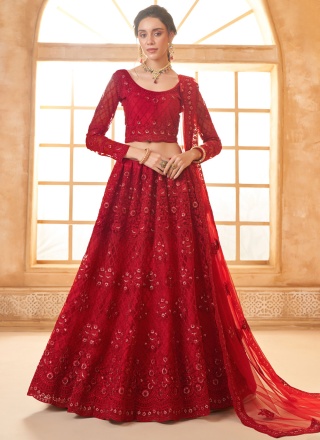 Classy Red Cord Designer Lehenga Choli