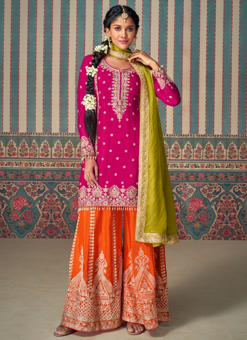 Compelling Embroidered Rani Trendy Salwar Kameez 