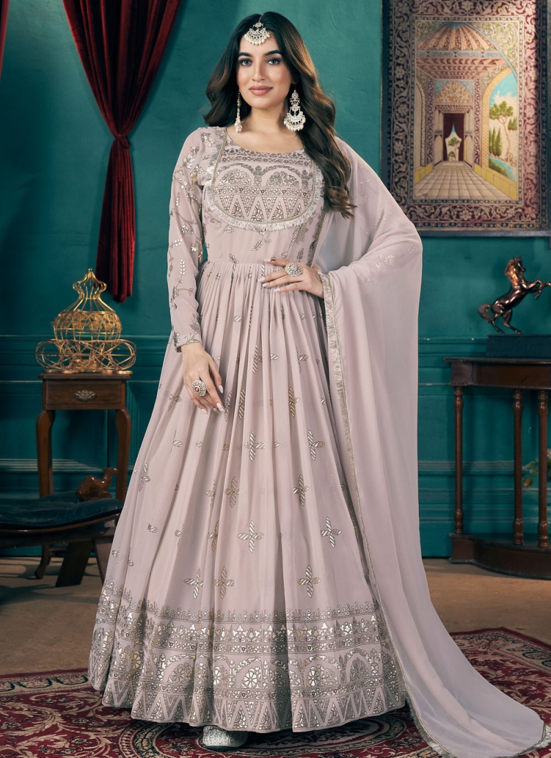 Compelling Faux Georgette Party Designer Gown