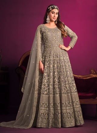 Glorious Grey Colored Designer Gown, Anarkali salwar kameez