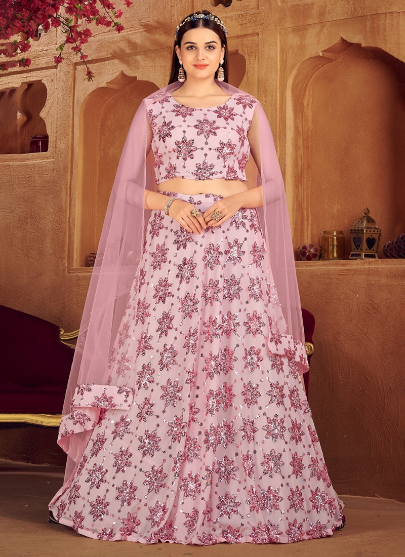 Merge Design Layered Lehenga Set | Women, Lehengas, Fusion Lehengas, Pink,  Shells And Appliques, Blouse: Net, Asymmetric V, Sle… | Lehenga, Aza  fashion, Pink blouse