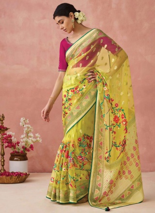 Congenial Yellow Party Trendy Saree