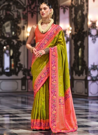 Contemporary Saree Border Viscose in Green