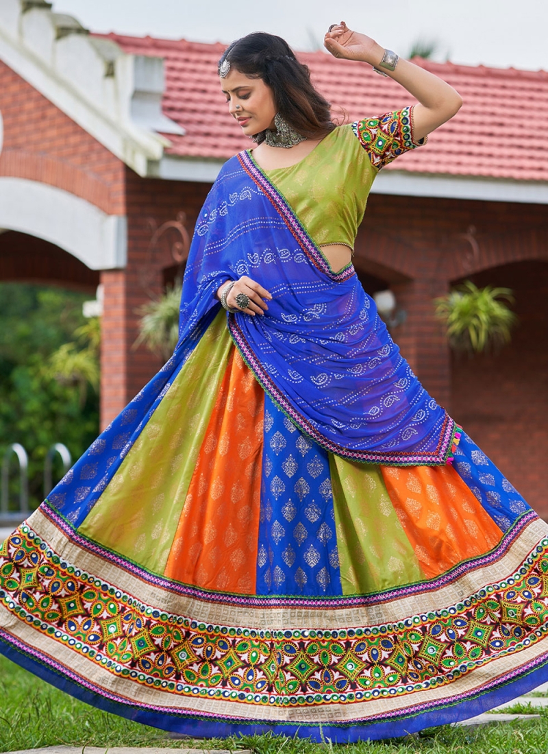Buy Designer Multi Color Printed Lehenga With Designer Thread Work Blouse &  Nett Dupatta Bollywood Style Party Wear Lehenga Choli for Woman Online in  India - Etsy