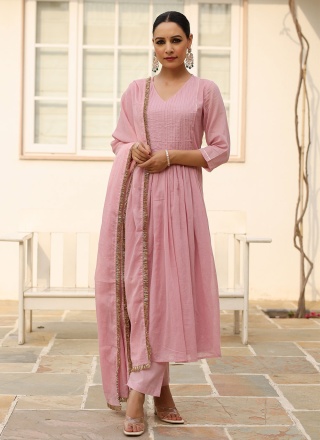 Cotton Pant Style Suit in Rose Pink