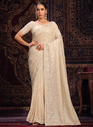 Cream Color Trendy Saree