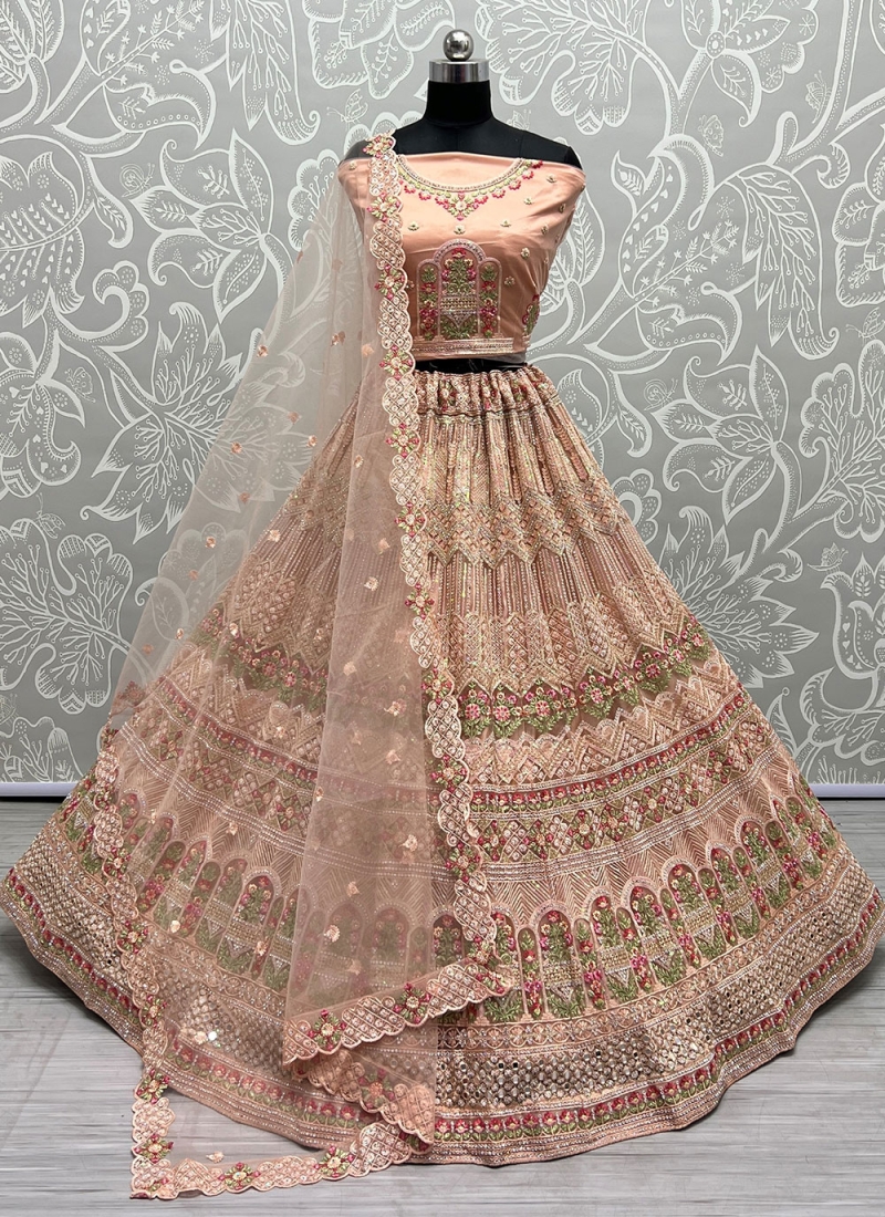 Organza Thread Work Lehenga Choli In Cream Colour - LD4900673