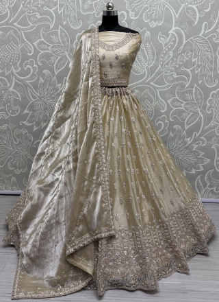 Cream Sangeet Designer Lehenga Choli