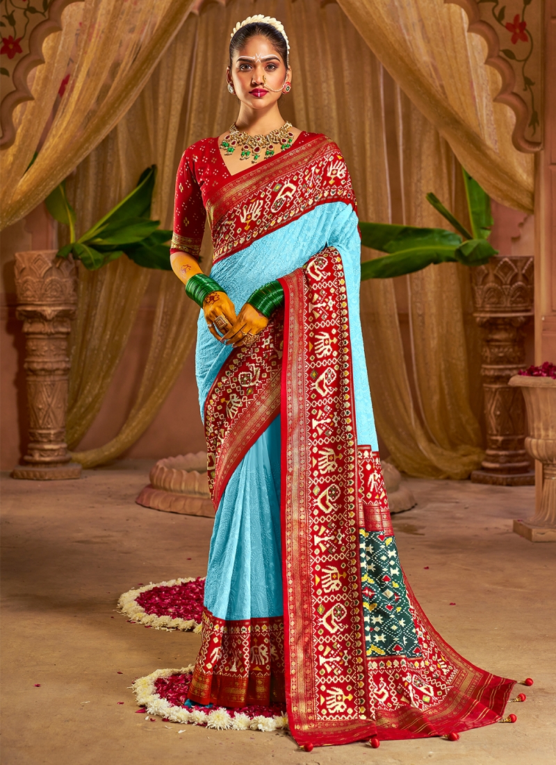 Pure georgette saree with chikankari and mukaish work – Lucknowiada.com