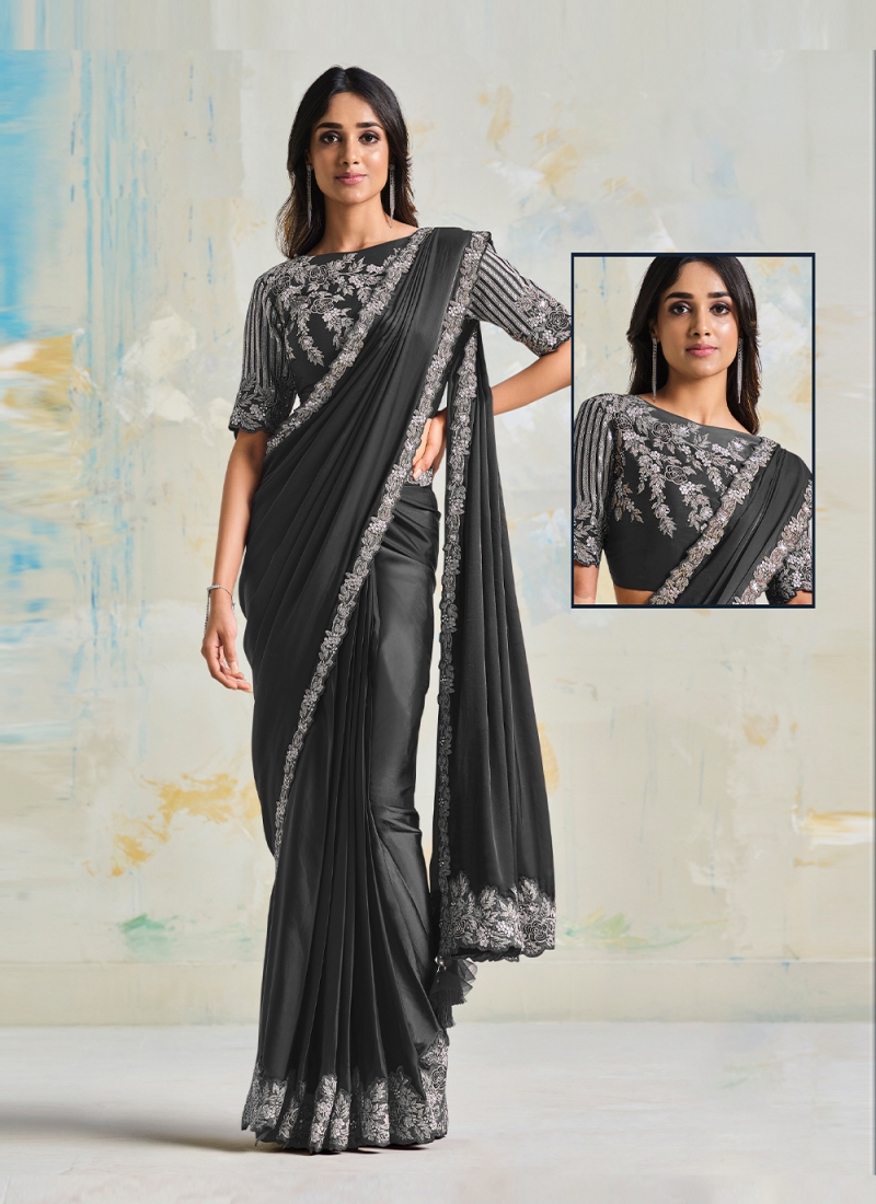 Delectable Satin Silk Party Saree