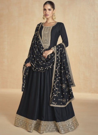 Designer Gown Zari Silk in Black