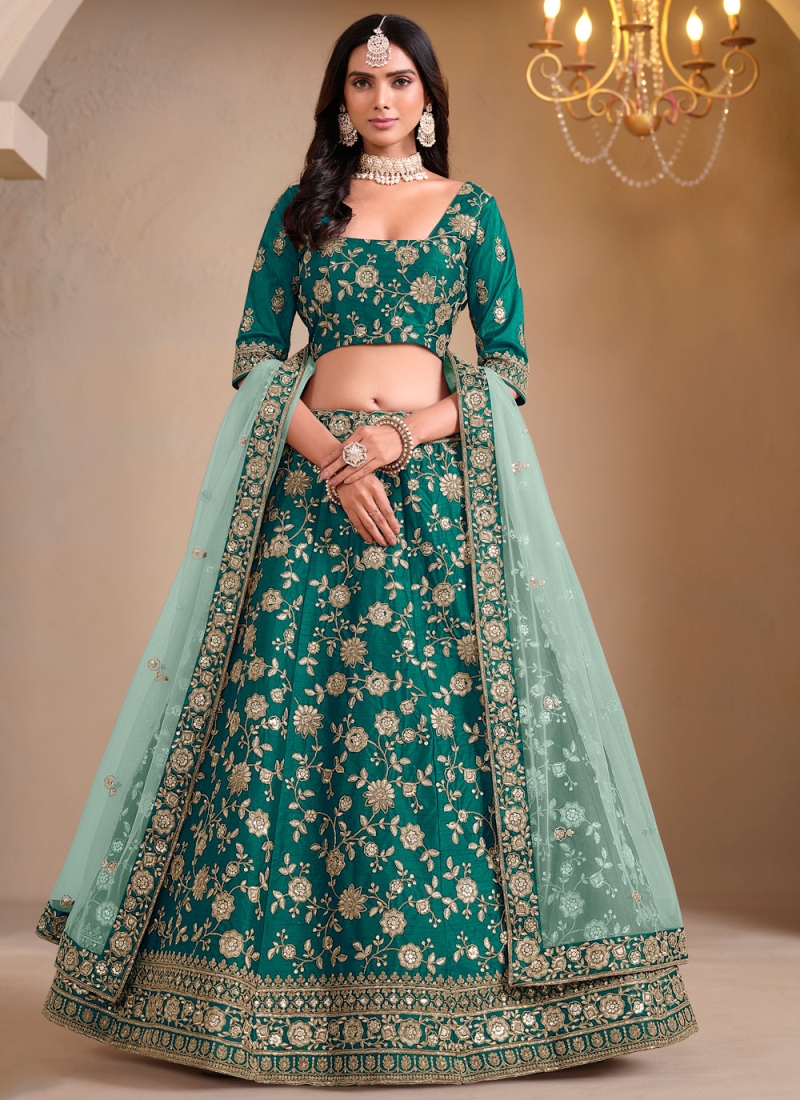 Dignified Green Party A Line Lehenga Choli