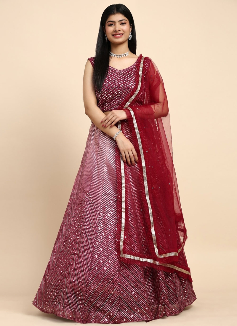 Distinctive Cord Organza Rani Readymade Lehenga Choli