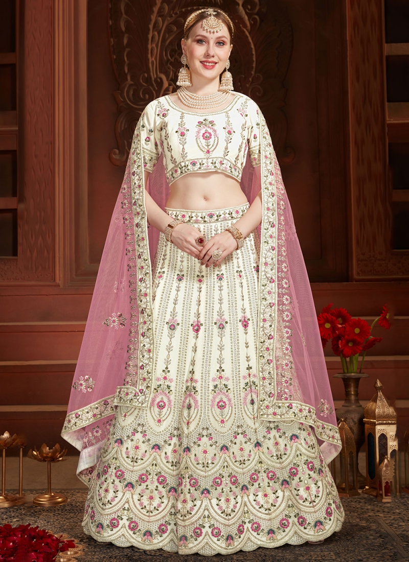 Mesmerizing Off White Color Designer Lehenga Choli