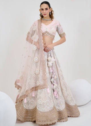 Distinctive Thread Off White Readymade Lehenga Choli