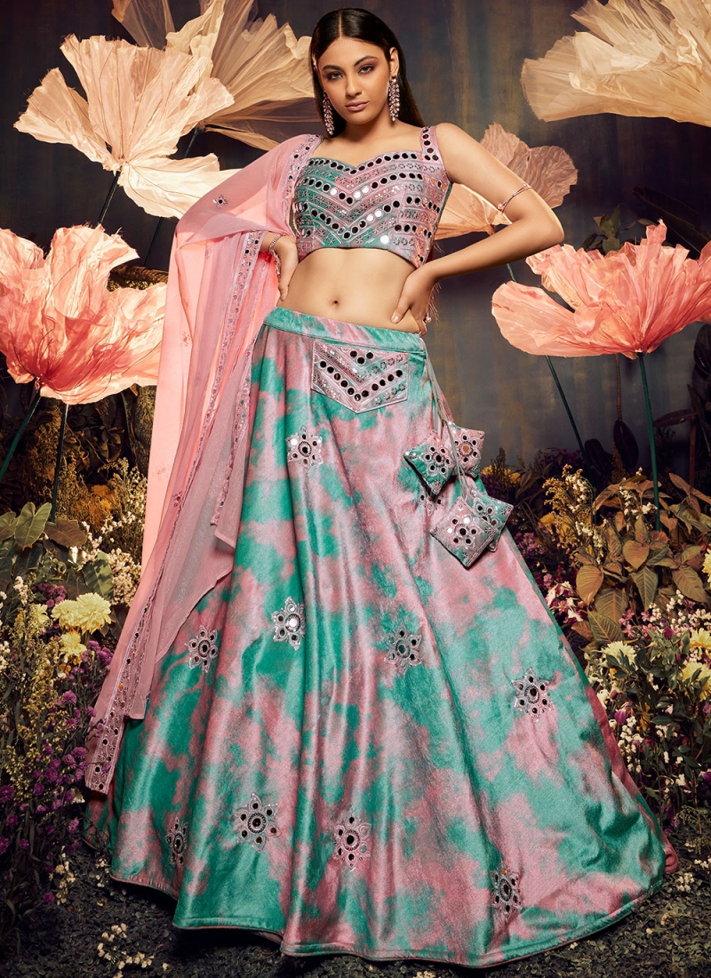 Hot Pink & Sky Blue Banarasi Embroidered Quirky Lehenga Set – 101 Hues