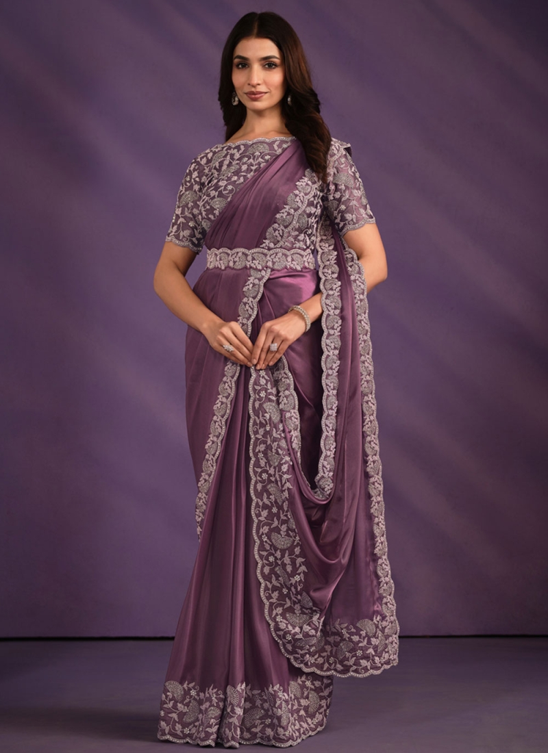 Distinctively Purple Crepe Silk Classic Saree