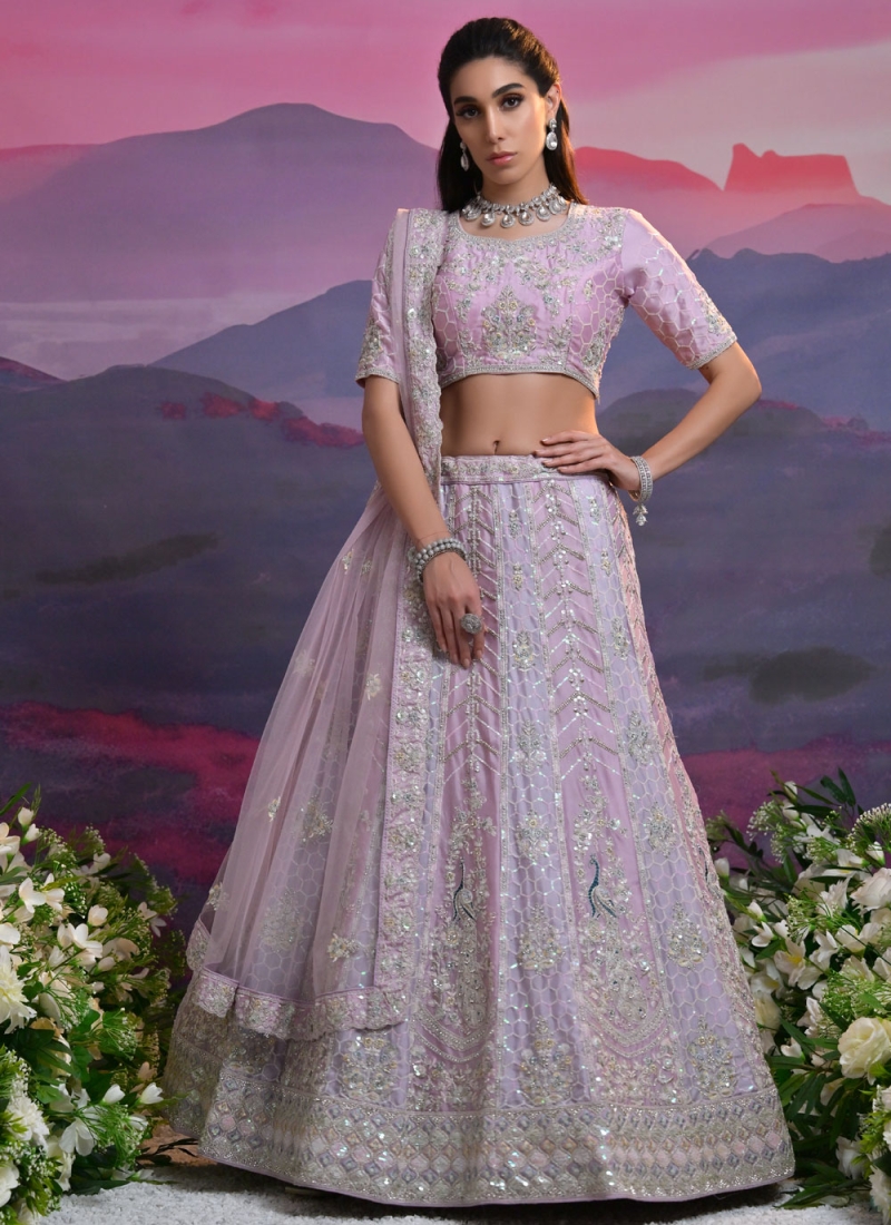 Distinguishable Embroidered Georgette Long Choli Lehenga