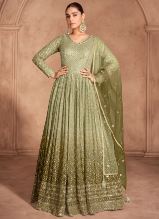 Elegant Green Party Designer Gown