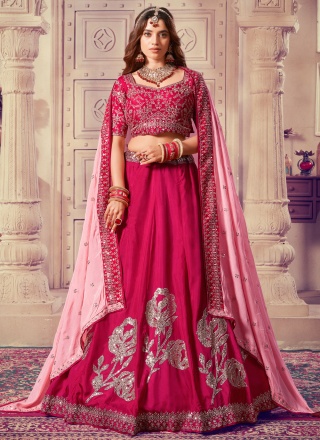 Elegant Viscose Embroidered Rani Readymade Lehenga Choli