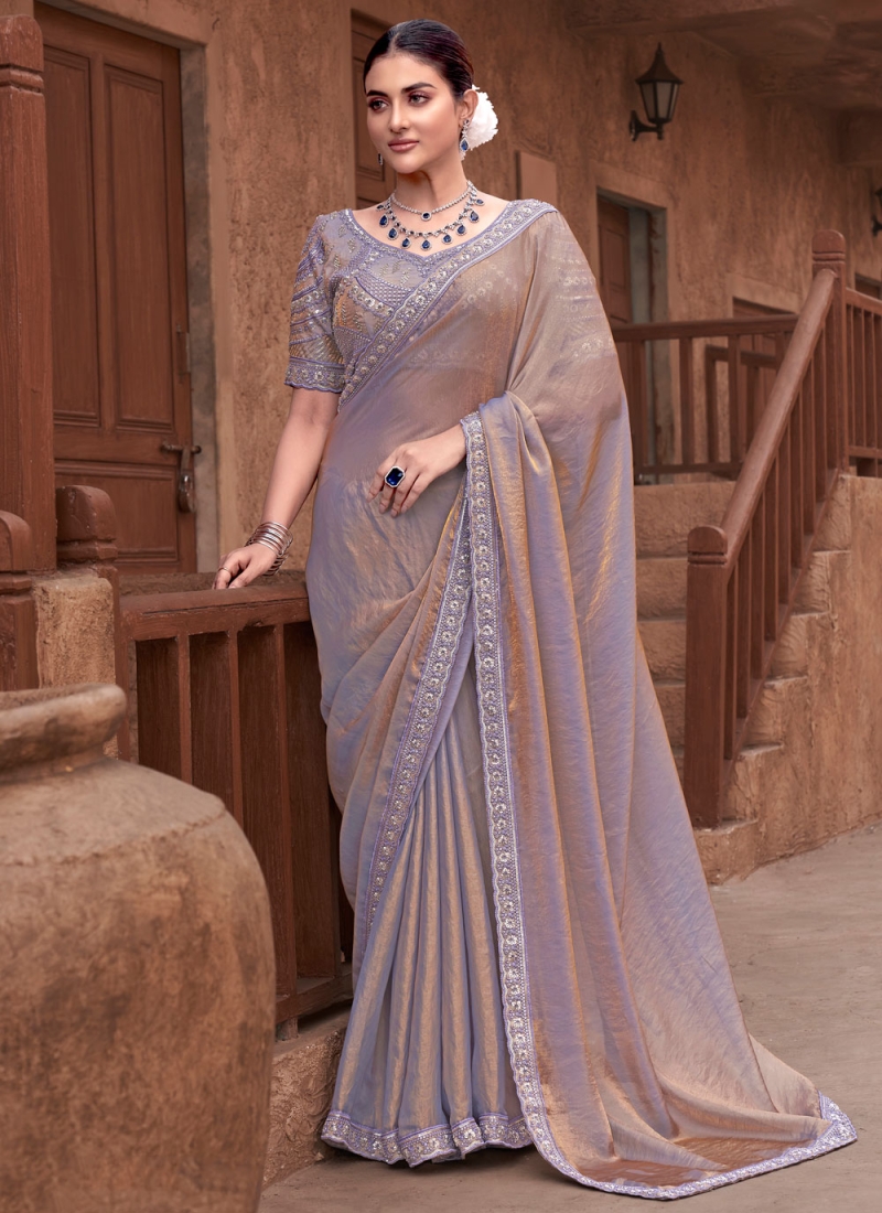 Elite Embroidered Brown Classic Saree